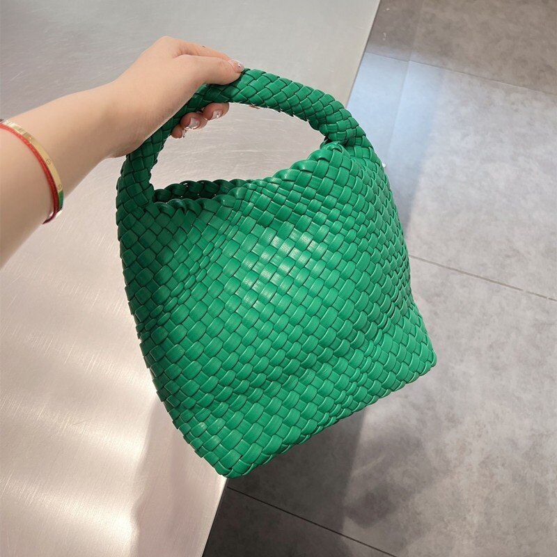 

2022 Fashion Women's Woven Tote Multi-functional Satchel Bags Simple Solid Color Shopping Bag Large Capacity One-shoulder Handbag Vegetable Basket, Yellow
