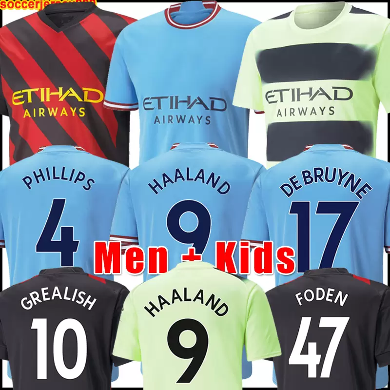 

S-4XL 2022 2023 DE BRUYNE JOAO CANCELO HAALAND Soccer Jerseys FODEN GREALISH MAHREZ MANS CITIES football shirt BERNARDO STERLING 22 23 GK Man kits Kids sock Full sets, 22 23 home