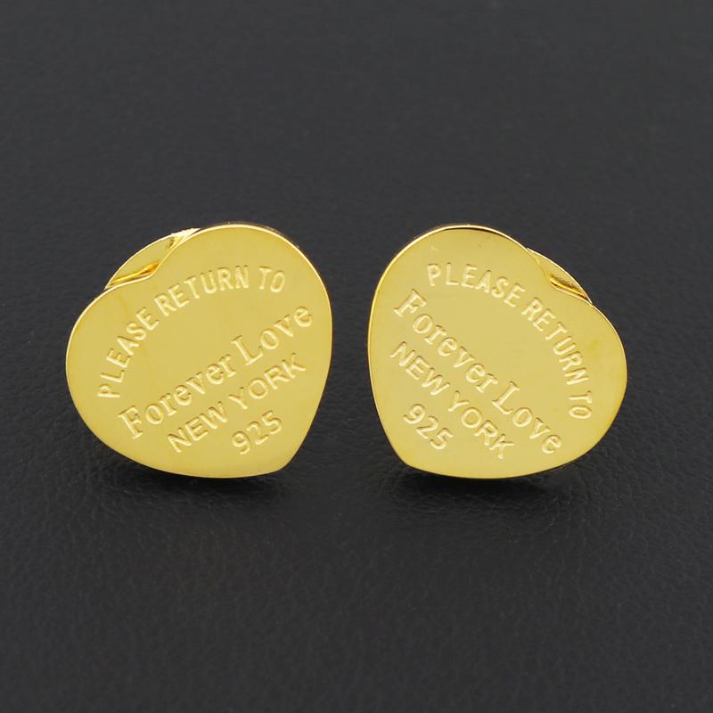 

Stud Fine Jewelry Heart Forever Love Earring Gold Women Charm Pulseiras Fashion Earrings For Eternal WomanStud