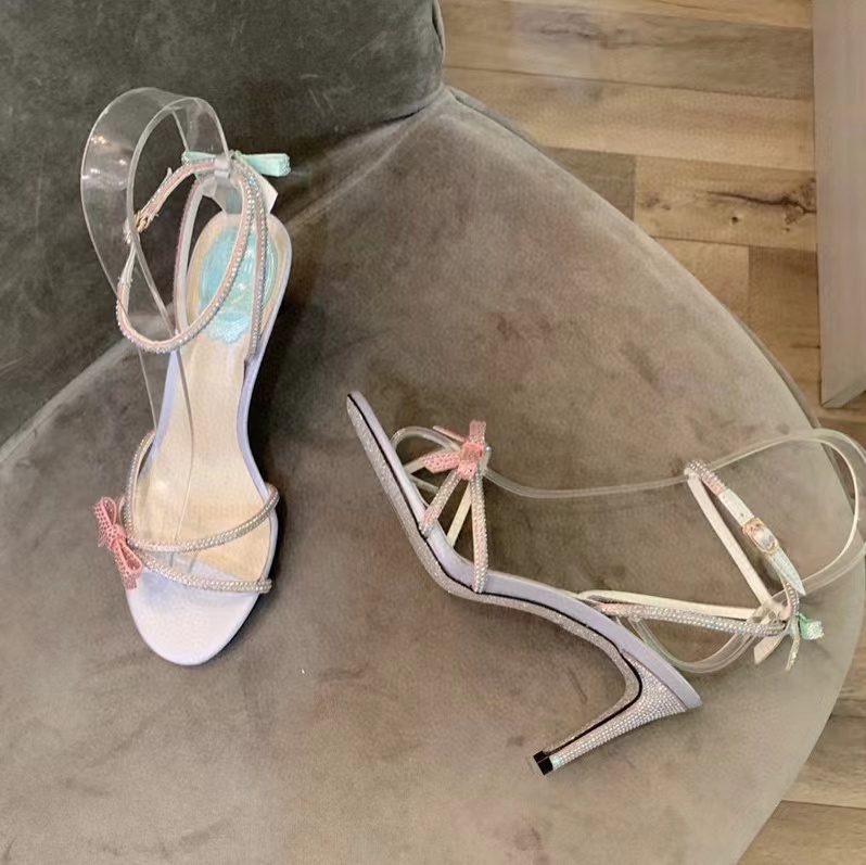 

caovilla Top quality Rene designers heels womens sandals Heels crysta buckle party wedding dress shoes heel sexy back strap 100% leather 3TW5