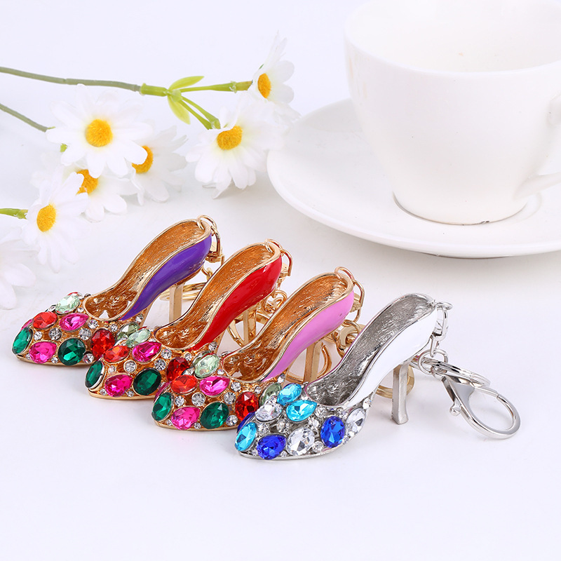 2022 New Personalized Cartoon Key Chain Pendant Diamond Inlaid High-heeled Shoes Diy Ring Accessories-image-767556593