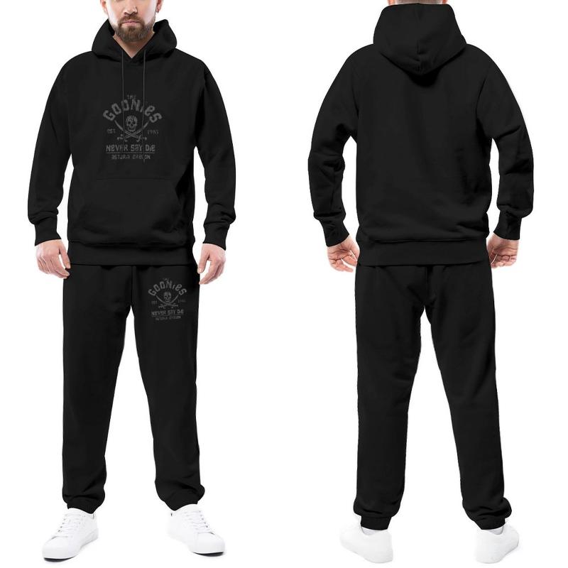 

Men's Tracksuits Movie Womens Tracksuit Set The Goonies Never Say Die Grey On Black Men Sweatsuits Winter Sweatpants And Hoodie Hip Hop, Gray