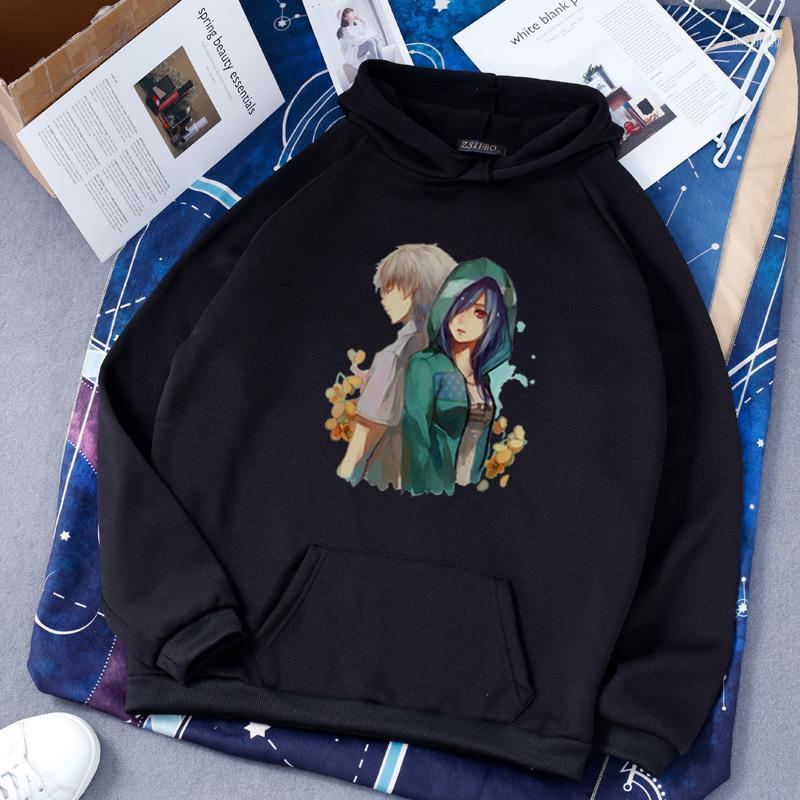 

Kawaii Harajuku Japanese Anime Cute Sweatshirt Autumn Winter Chic Simple Fashion Casual Vintage Women Hooded Pullover Women' Hoodies & Swea, Black