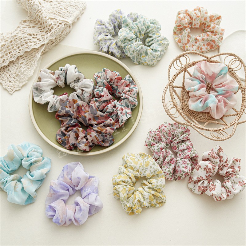 

Tie Dye Floral Hair Ties Rope Scrunchies Women Girls Ponytail Holder Hair Accessories Elastic Hairband Headwear, Mixed color