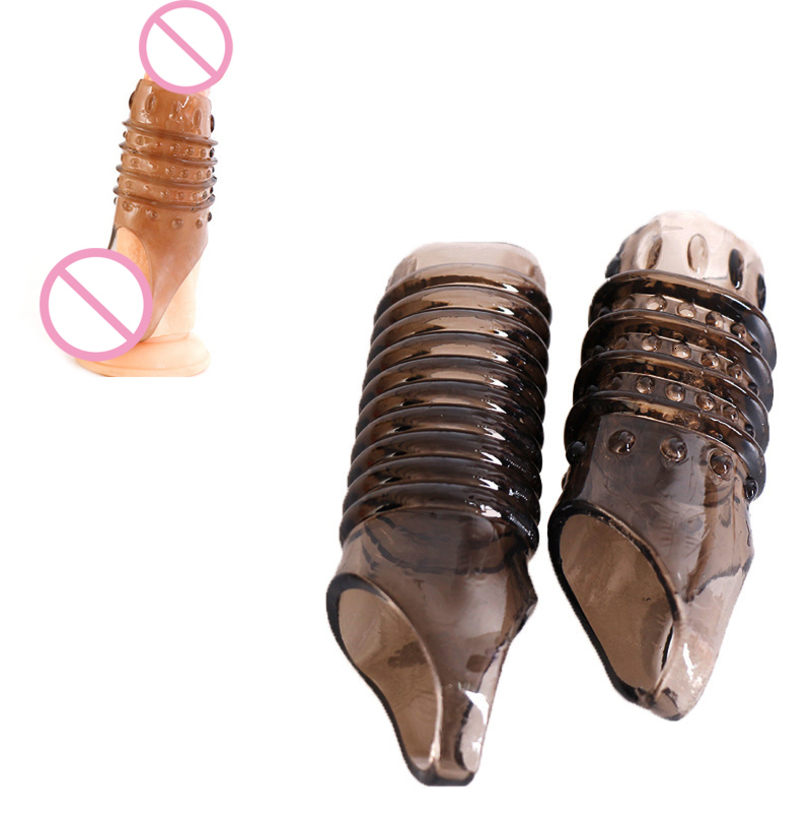 Massager Condom Sex toy Soft Penis Extender Men Cock Sleeve Ring on Reusable s Spines Studded Enlargement Toys for Male-image-769329482