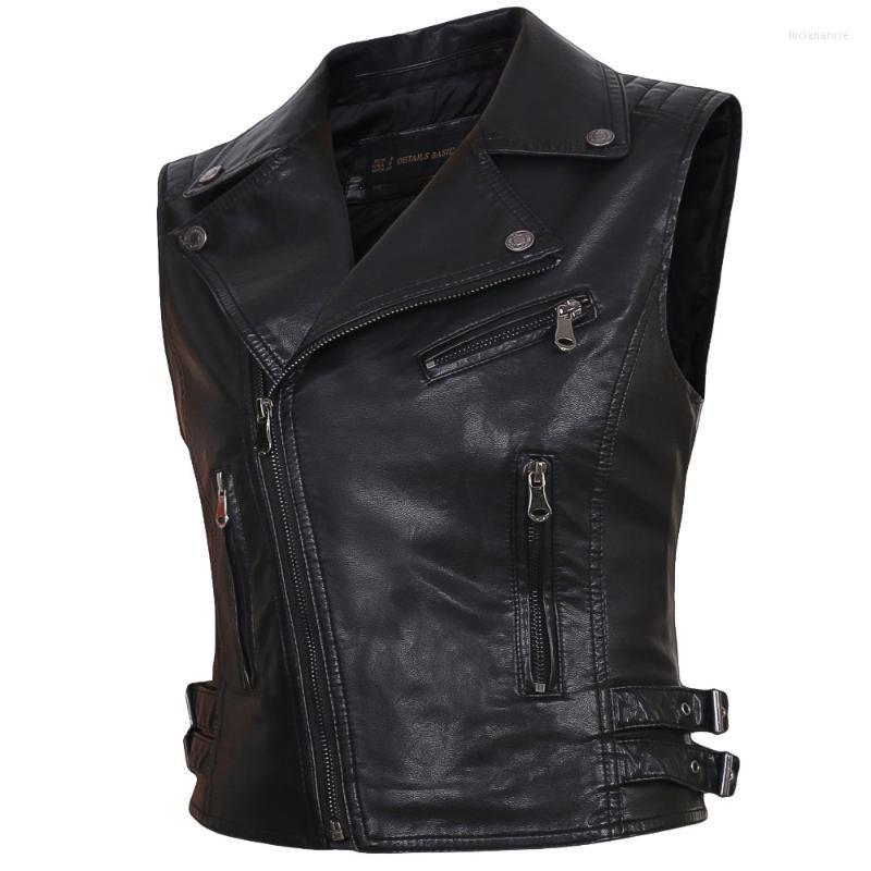 

Women' Vests Women Sleeveless Faux Leather Jacket Turn-down Collar Waistcoat Zipper Belt Pockets Streetwear Motorcycle 2022 Luci22, M005 hot pink