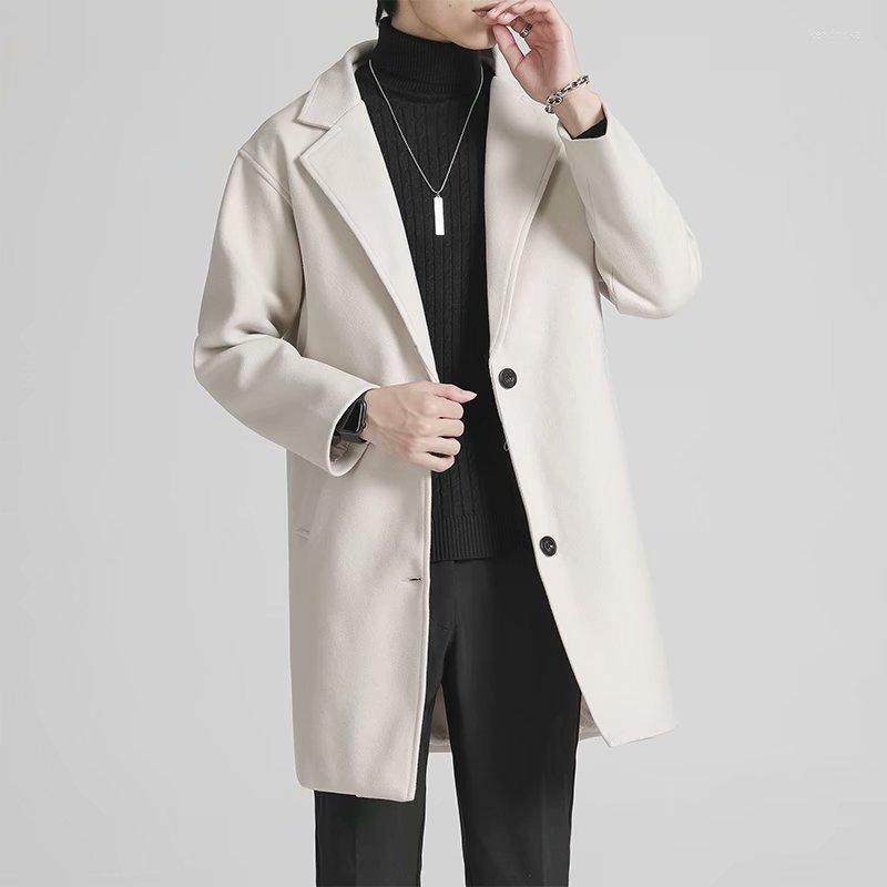 

Men' Trench Coats Autumn/winter British Style Solid Mid-Length Men Wool Woolen Jacket Slim Fit Coat Business Overcoat MaleMen' Kend22, Brown