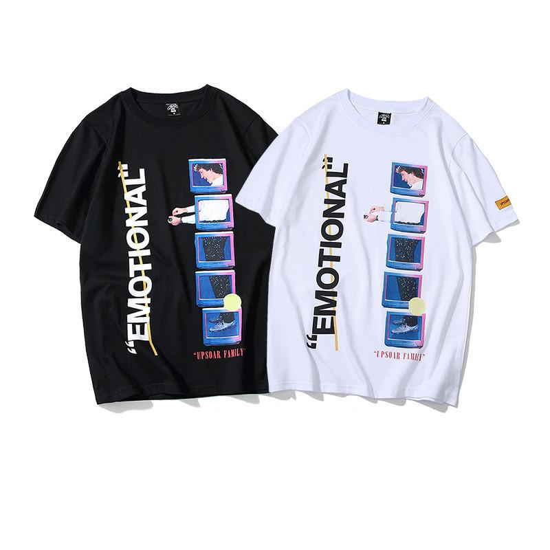 

Men' T-Shirts Mens Black White T Shirt 2022 Summer Hip Hop Streetwear EMOTIONAL Printed Male Loose Short Sleeve Cotton -XXLMen
