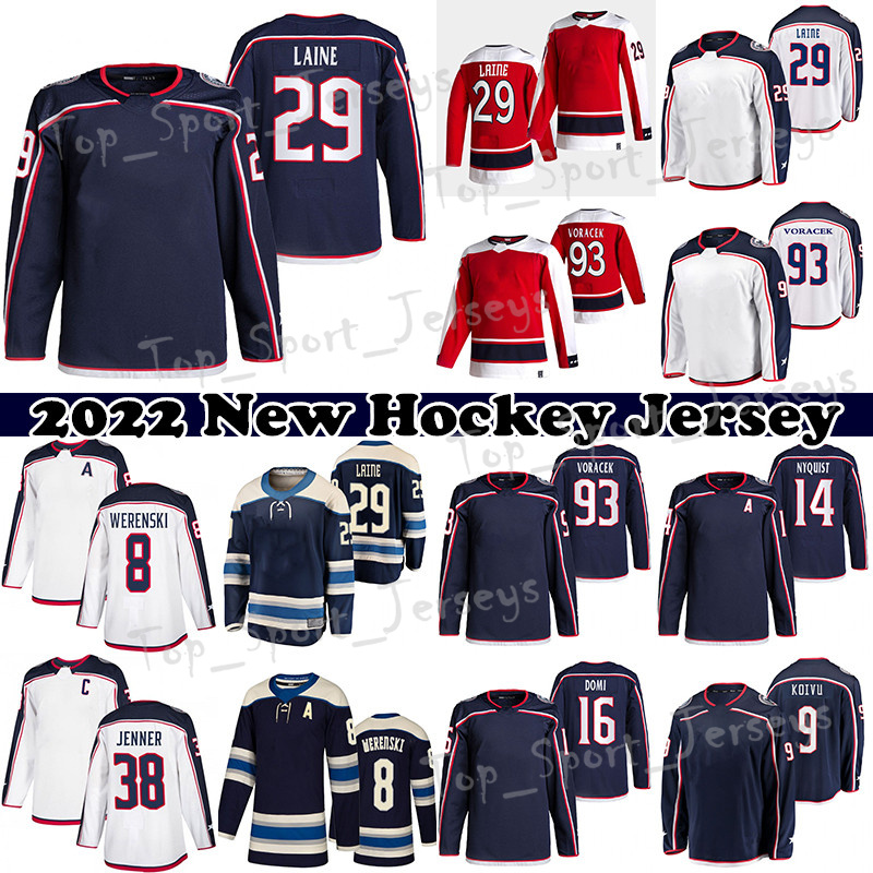 AD hockey jersey 29 Patrik Laine 93 Jakub Voracek 8 Zach Werenski 38 Boone Jenner 90 Elvis Merzlikins Reverse Retro Men Youth Women show logo on