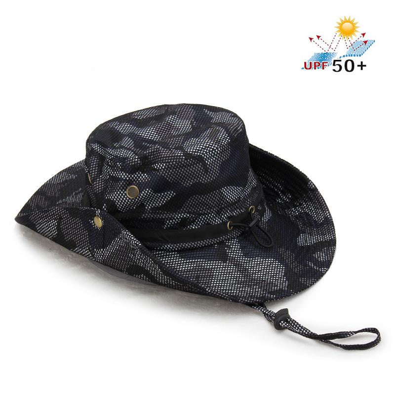 

Berets UPF 50+ Bucket Hat Men Women Sun Boonie Summer UV Protection Camouflage Cap Hiking Outdoor Fisherman Hats Fishing, Black