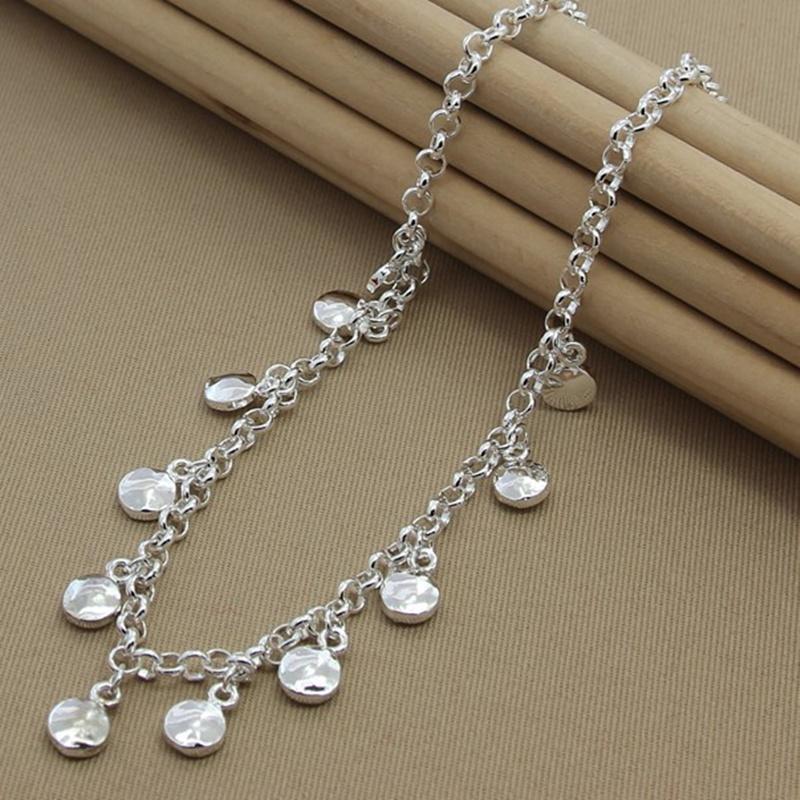 

Chains High Quality 925 Sterling Silver Necklace Small Disc Pendant For Woman Party Charm Jewelry GiftChains