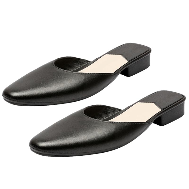 

Slippers Fashion Women PVC Pointy Toe Sandals Low Heels Flats Solid Color Summer ShoesSlippers, No.2