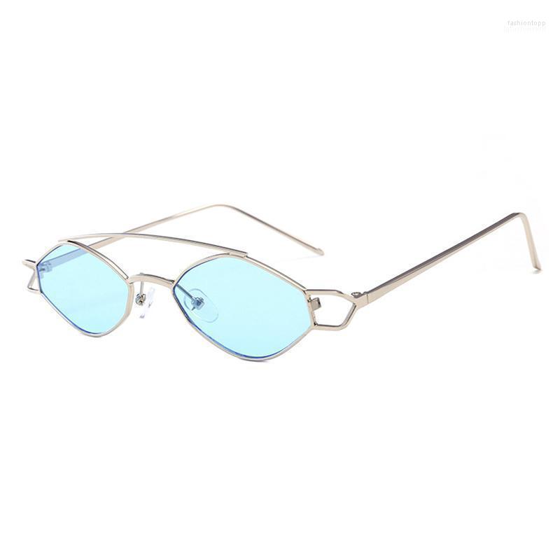 

Sunglasses Oval Fashion Metal Small Frame Unisex Punk Shade Sun Glasses Women Men Double Beam Diamond Spectacles Oculos Gafas H5Sunglasses