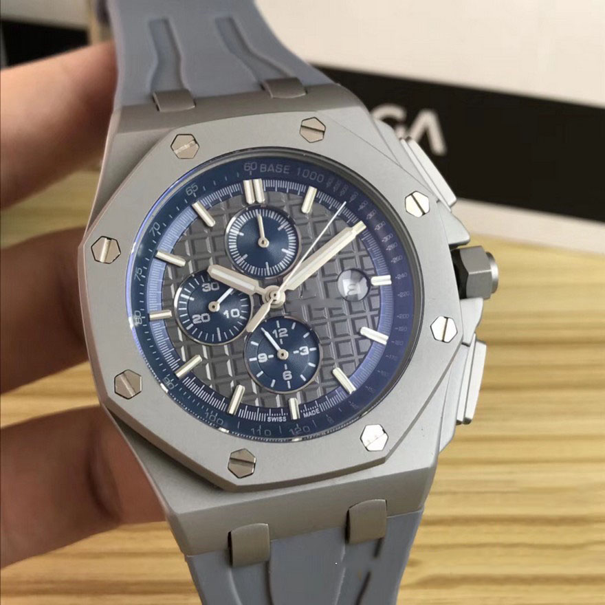 

Luxury Men's Mechanical Watch Oak Offshore 44mm Grey Stainless Steel Bezel Mechanical 26405cg A004ca Mineral Super Strong Mirror, 0.8mm