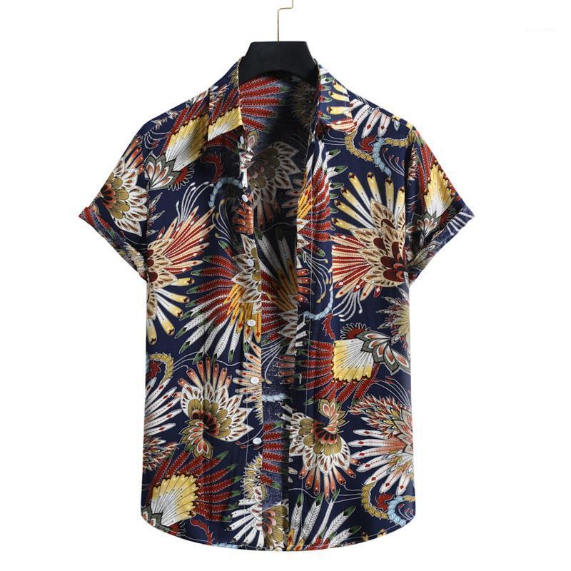 

Men' Casual Shirts Men Floral Print Slim Short Sleeve Summer Hawaiian Party Vacation Beach Wear Aloha Shirt Male Top Camisa Masculina, Black