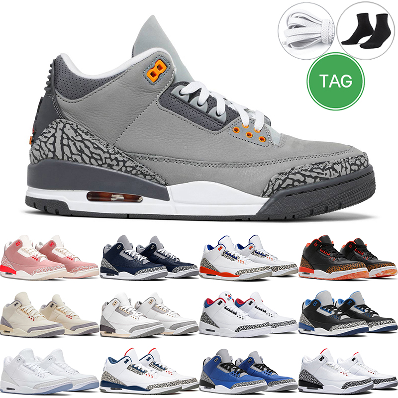 

men basketball shoes 3s 3 retro Georgetown Racer Blue Black Cat Unite UNC Throw Court Pine Green Cement Varsity Royal Orange mens trainer sports sneakers, #7