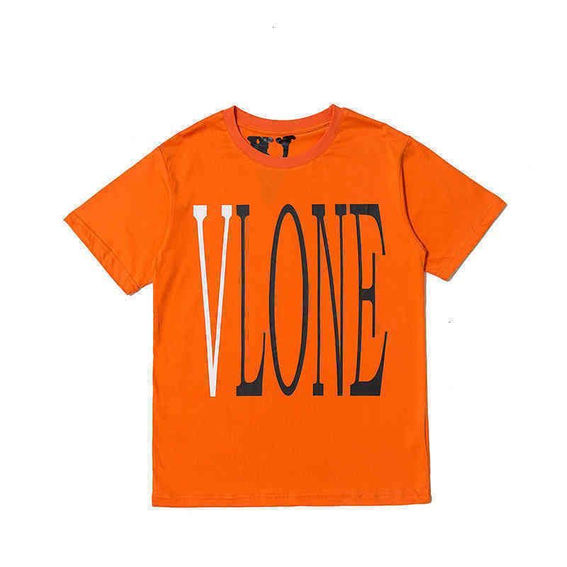 

Vlones Orange Big V-letter T-shirt Street Loose Large Unisex Short Sleeve