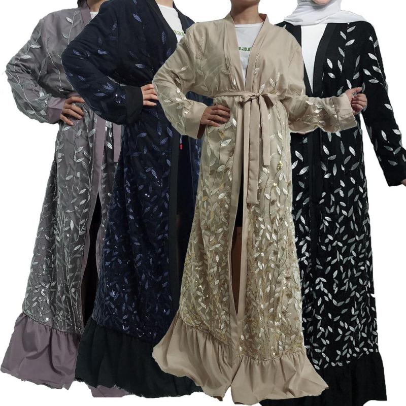 

Ethnic Clothing Sequins Abaya Dubai Long Dress Kaftan Muslim Women Jilbab Party Islamic Maxi Robe Open Kimono Arab Cardigan Gown Hijab Dress