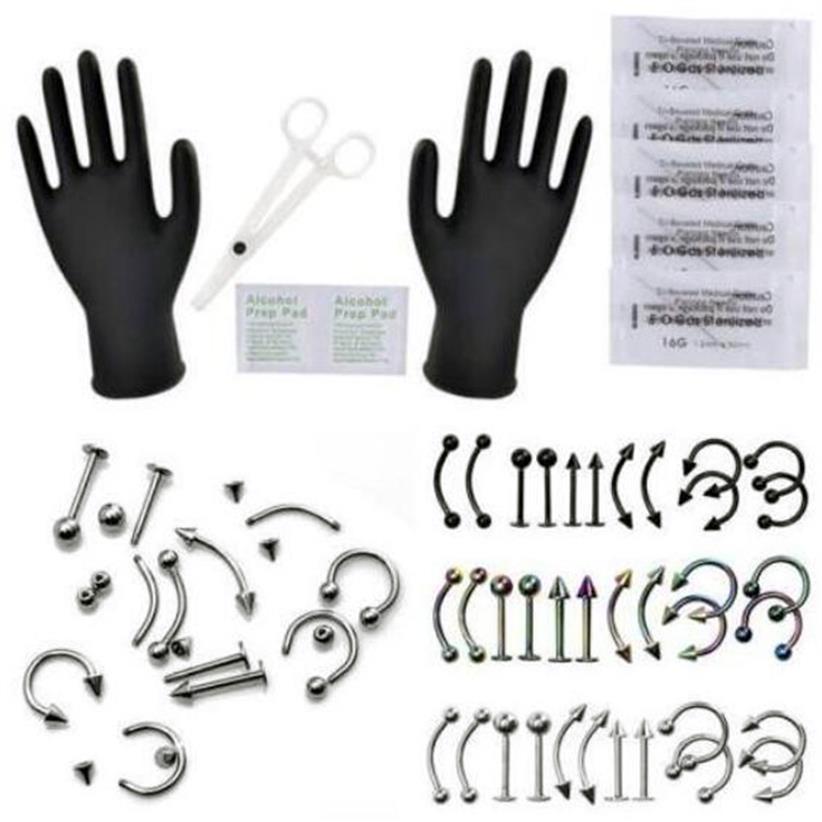 

Piercing Kit Medical Stainless Steel Material Stud For Eyebrow Nose Belly Lips Tongue Piercing Various Equipment For Specific Choi205p