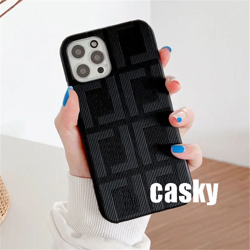 

Double Letter Designer Iphone Case For 13 Pro Max 12 Mini 11 X Xs Xr Fashion Luxurys Leather Phone Cases Solid Fitted Case Phone Cover, Black