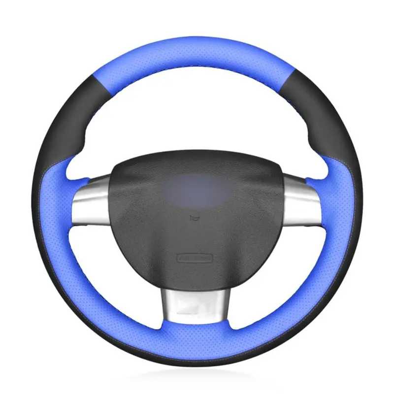 

Hand Sew Blue Leather Black Suede Car Steering Wheel Cover For Focus ST 2005-2012 Focus RS 2009 -2011 Automotive interior