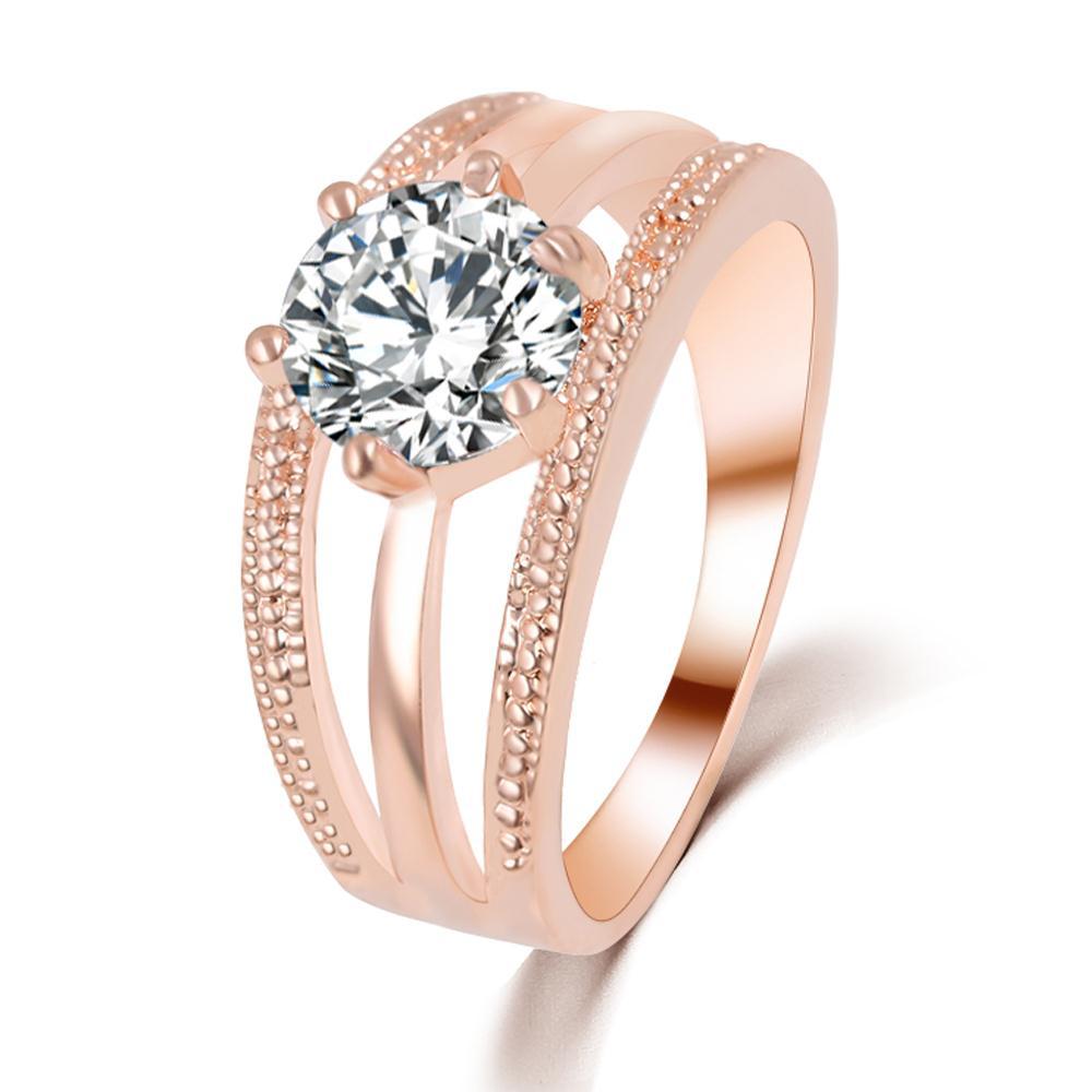 

White copper rose gold plated solitaire simple ring