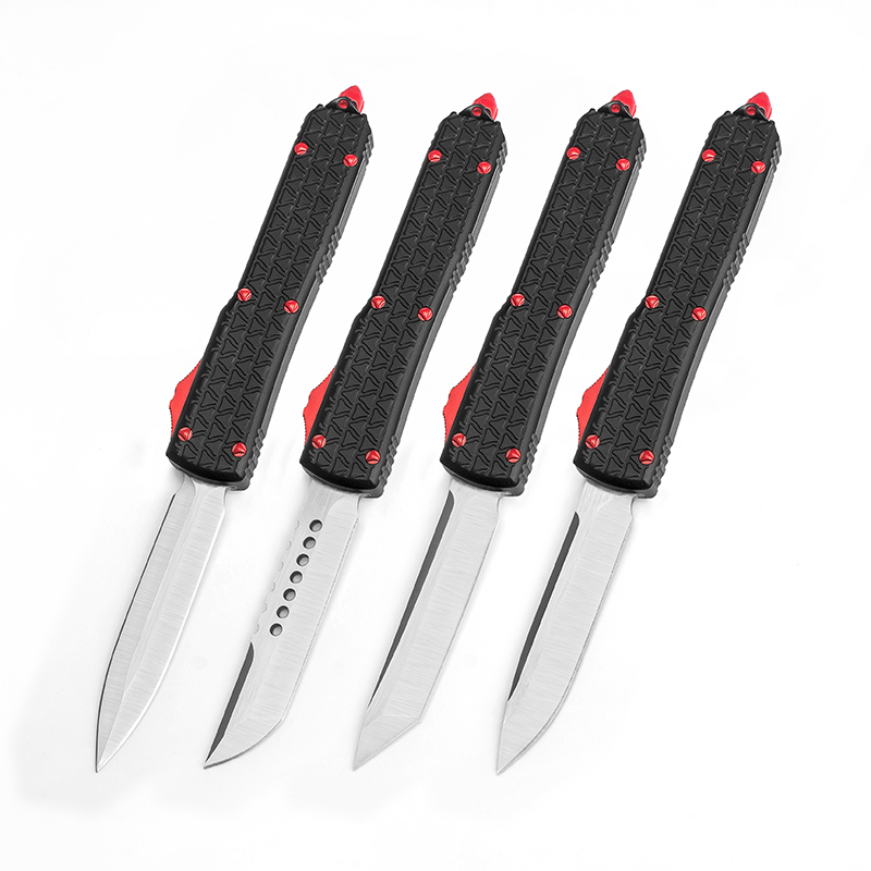 

New Style MT UT Tri-Grip Pocket Knife Outdoor Equipment Hunting Automatic Knives Tactical EDC Survival Tools D2 Blade CNC Aluminum Handle Nylon Sheath Self Defense