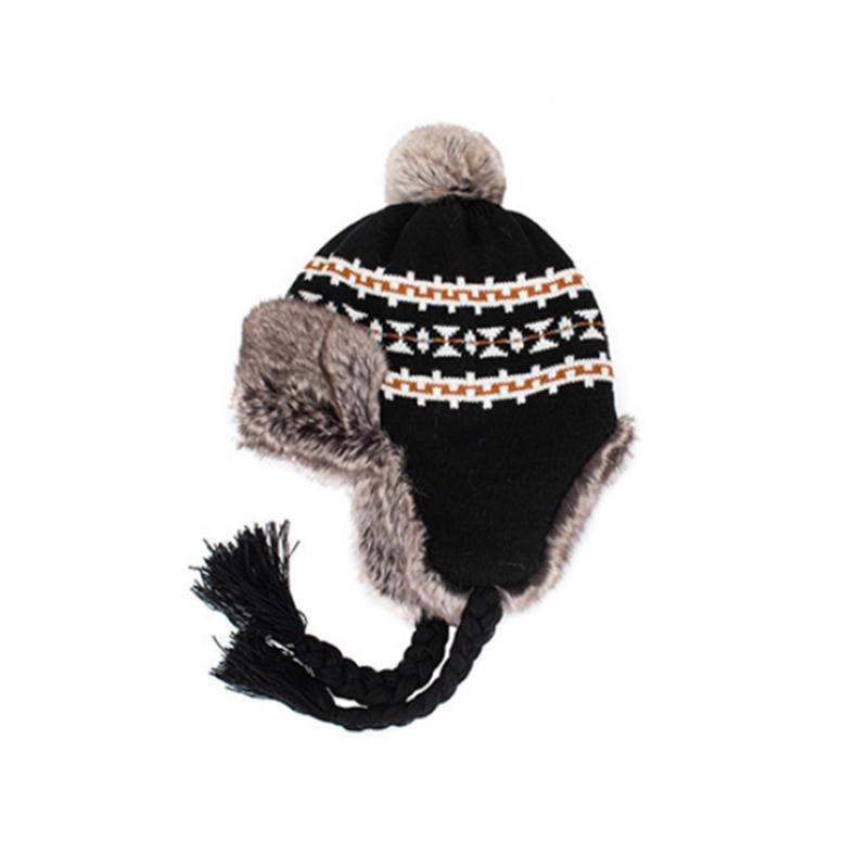 

Berets Winter Hat Trapper Cap Russian Bomber Hats For Prints Women Men Outdoor Warm Snow With Fur Pompom Windproof KnittingEarflap, Red