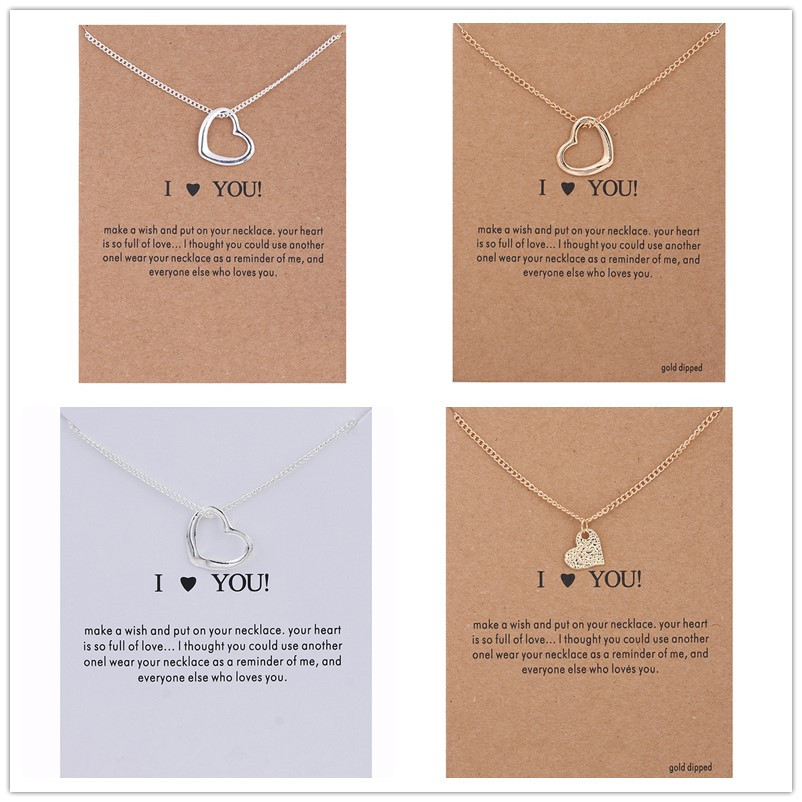 

Dogeared Necklace With Gift card I Love You Heart Pendant For women Gold Color Link Fashion Jewelry Gift