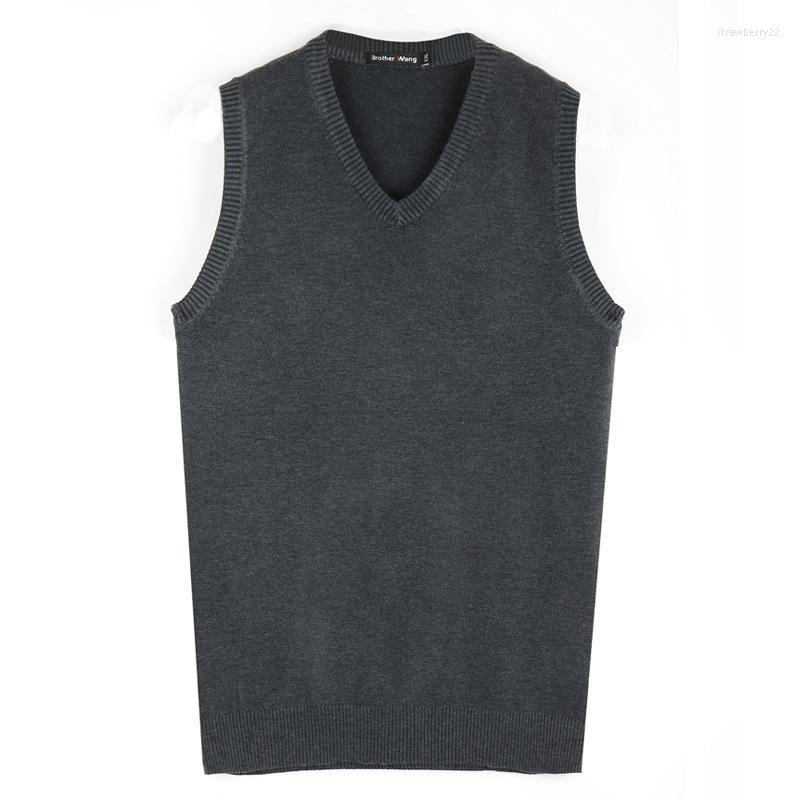 

Men's Vests 2022 Men Knitting Sweater Vest Solid Color Cashmere Sweaters Sleeveless Pullover V-Neck Slim Knitted Waistcoat Hombre Stra22, Black