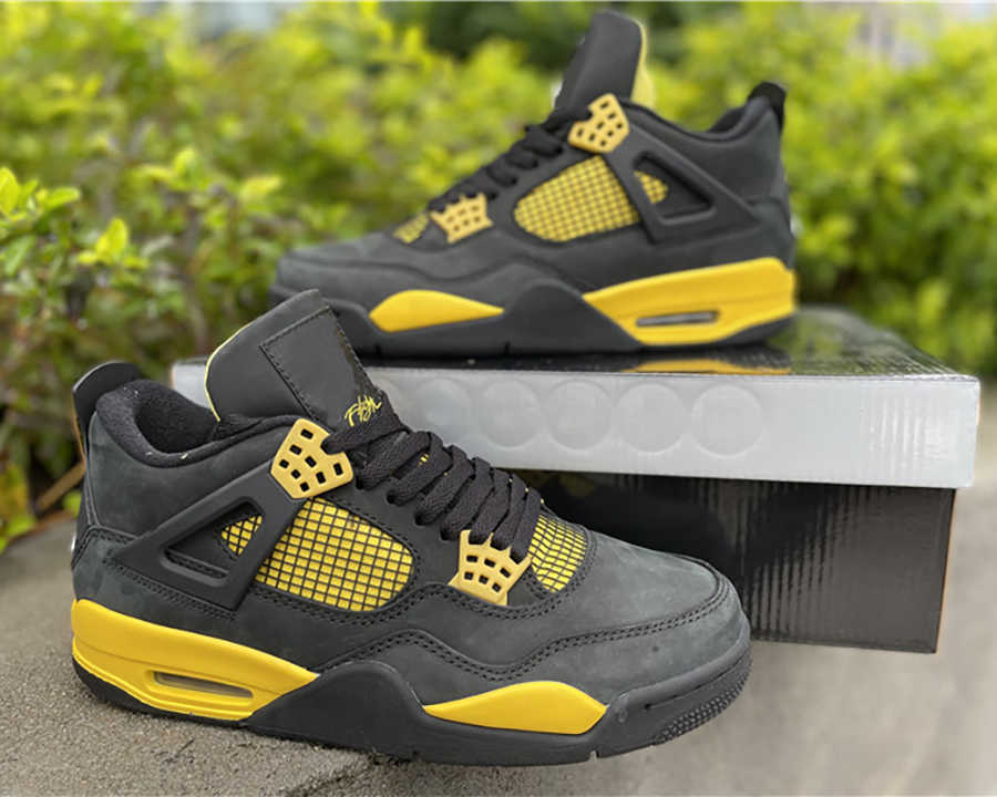 

Mens Basketball Shoes Thunder Men Woman Jumpman 4 4s Black White Tour Yellow outdoor running trainers sport Sneaker With Box, #1