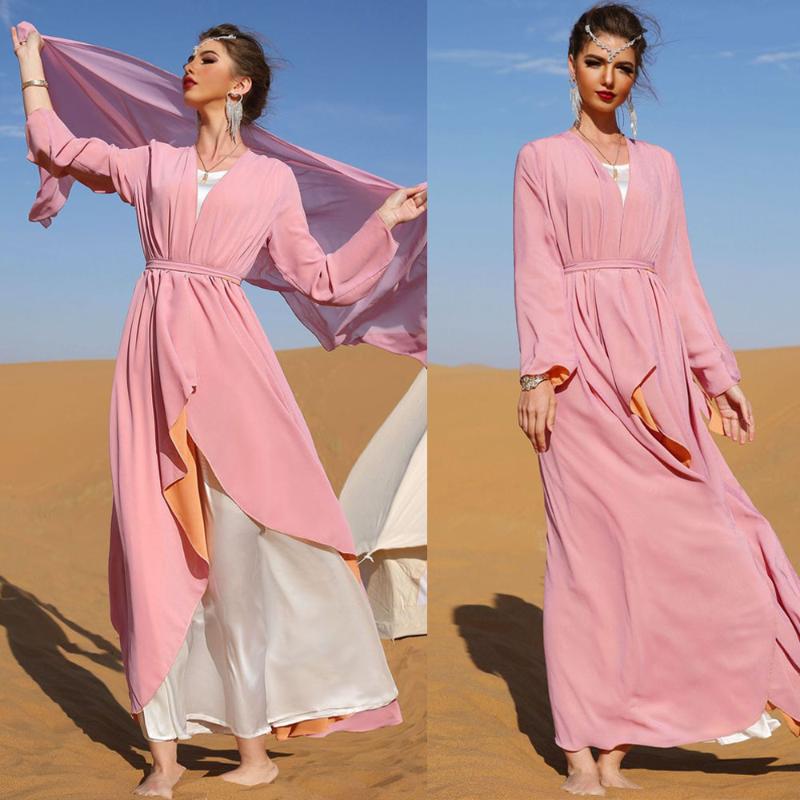 

Ethnic Clothing Abayas Islamic Muslim Casual Women Kaftan Arabic Jilbab Turkey Dubai Two Sides Wear Maxi Robe Middle East Ramadan Eid Mubara