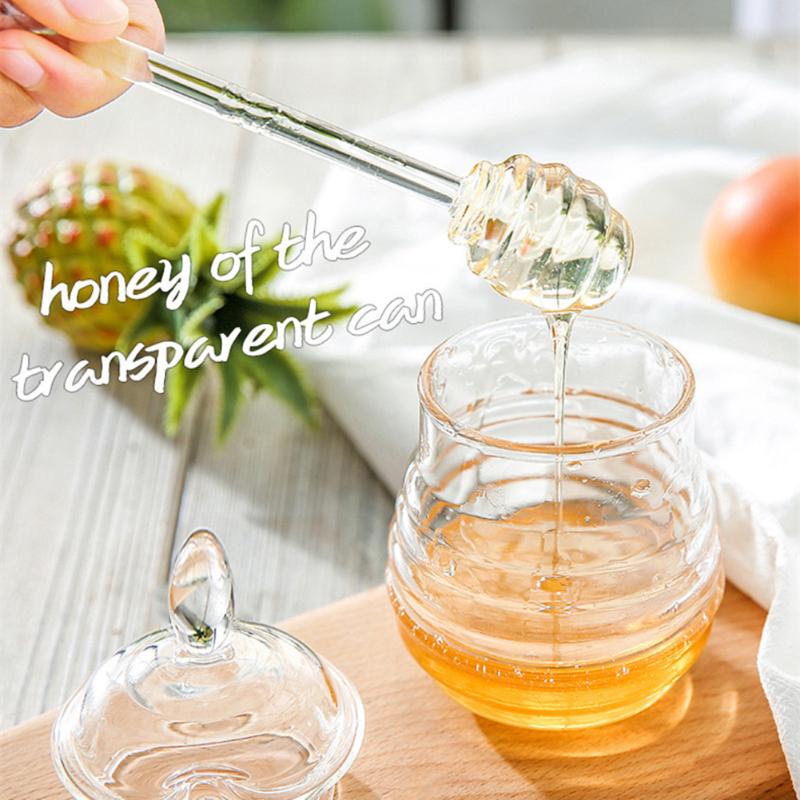 

Storage Bottles & Jars 245ml Transparent Beehive Shaped Honey Jar With Dipper Stick Lid Ps Kitchen Pot Seasoning Juice Bottle Container Gadg