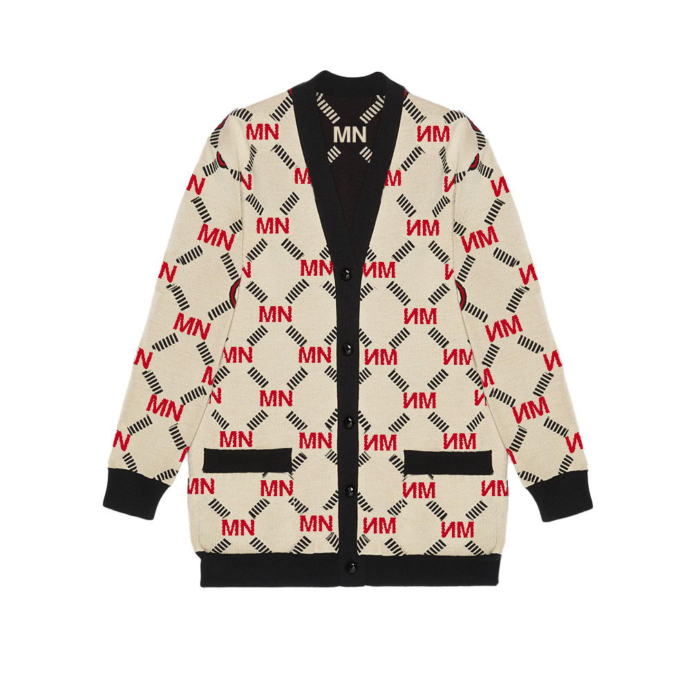 2022 luxury brand Designer couple wool sweater royalstyle queen king reversible New Style Women's Reversible Interlocking Wool Cardigan