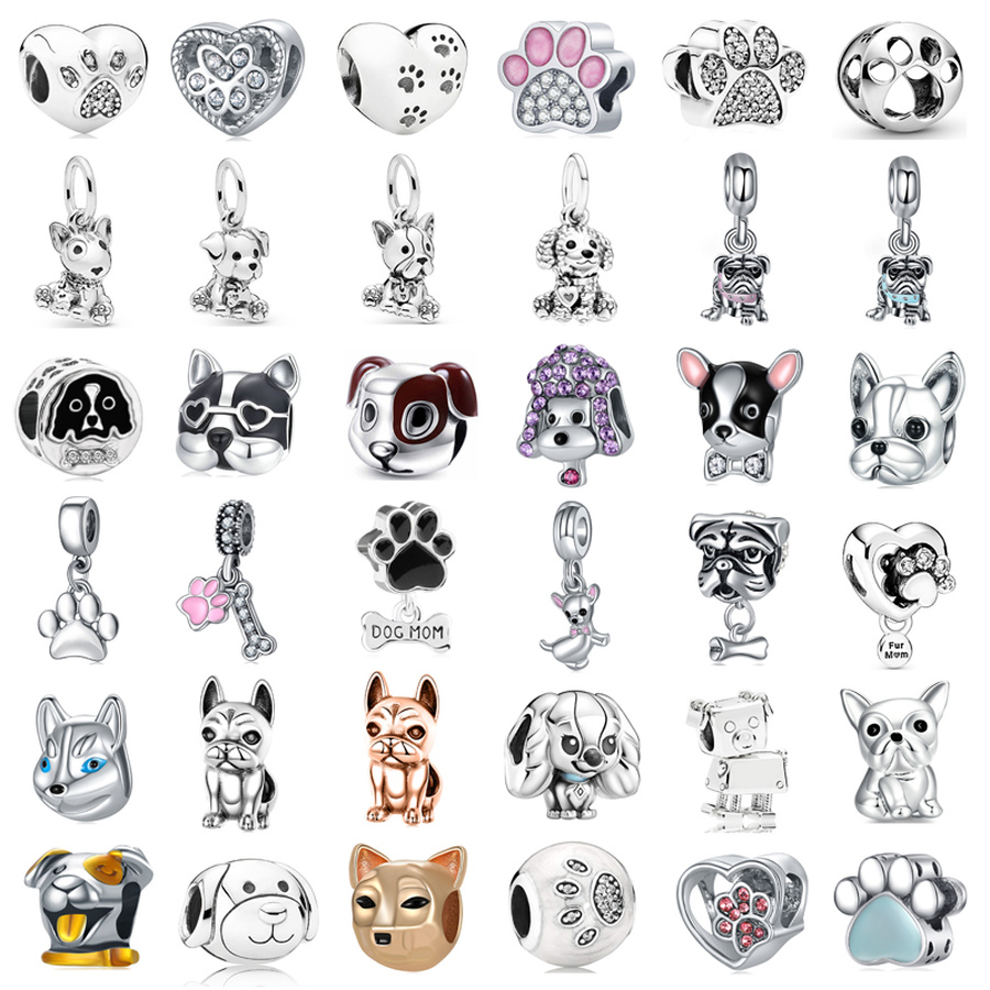 925 Sterling Silver Dangle Charm New Fashion Charm Original Dog Head Bead Fit Pandora Charms Bracelet DIY Jewelry Accessories