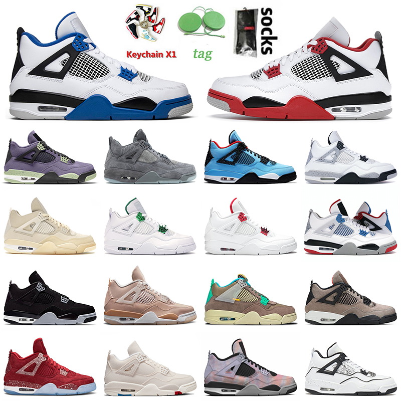 

High Quality Jumpman 4 4s Mens Basketball Shoes Jorden OG Sneakers Fire Red GS Motorsport Cool Grey Sail Black Cat Canvas Shimmer Taupe Haze Men Women Jordam Trainers, D31 gs motorsport 36-47