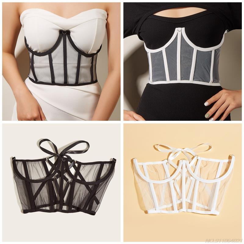 

Belts Lift Up Female Waist Corset With Dangle Pearl Chain Wide Belt Gothic Lace Women Slimming Waistband Elastic Corsets DropBelts, White