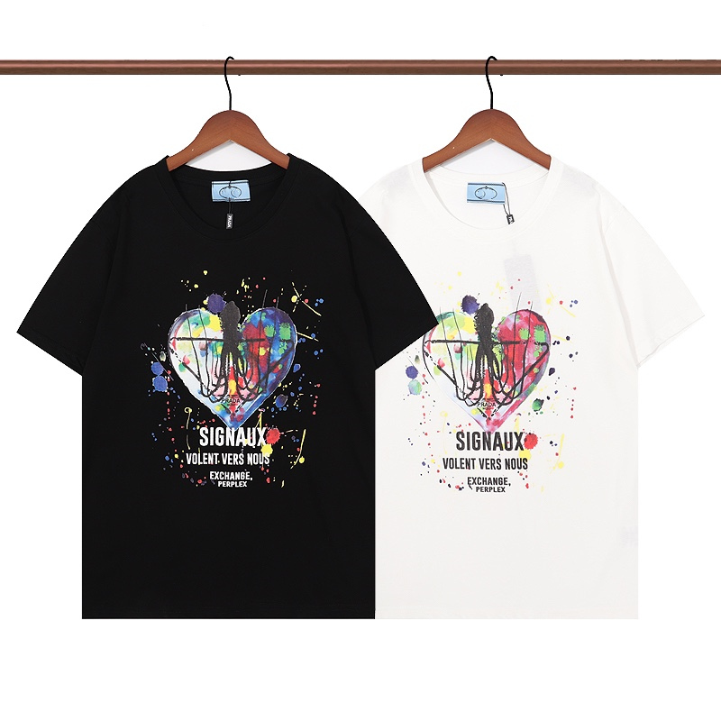 

Summer T Shirts For Men Tops Letter Print Designer T Shirt Mens Women Clothing Sleeved Black White Tees Polos Size S-XXL Printed with short sleeves Double cotton D301-52