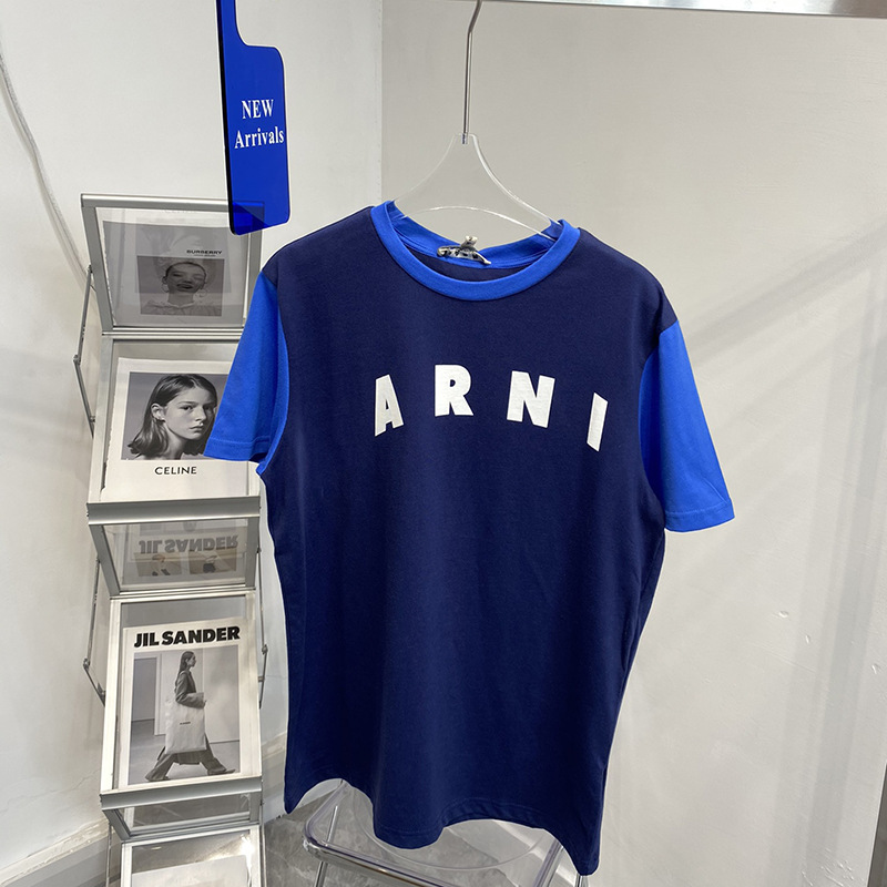 

Women' T-Shirt MarnMonogram 22 Summer Short Style Navy Blue Casual Cotton Loose Pullover Short Sleeves