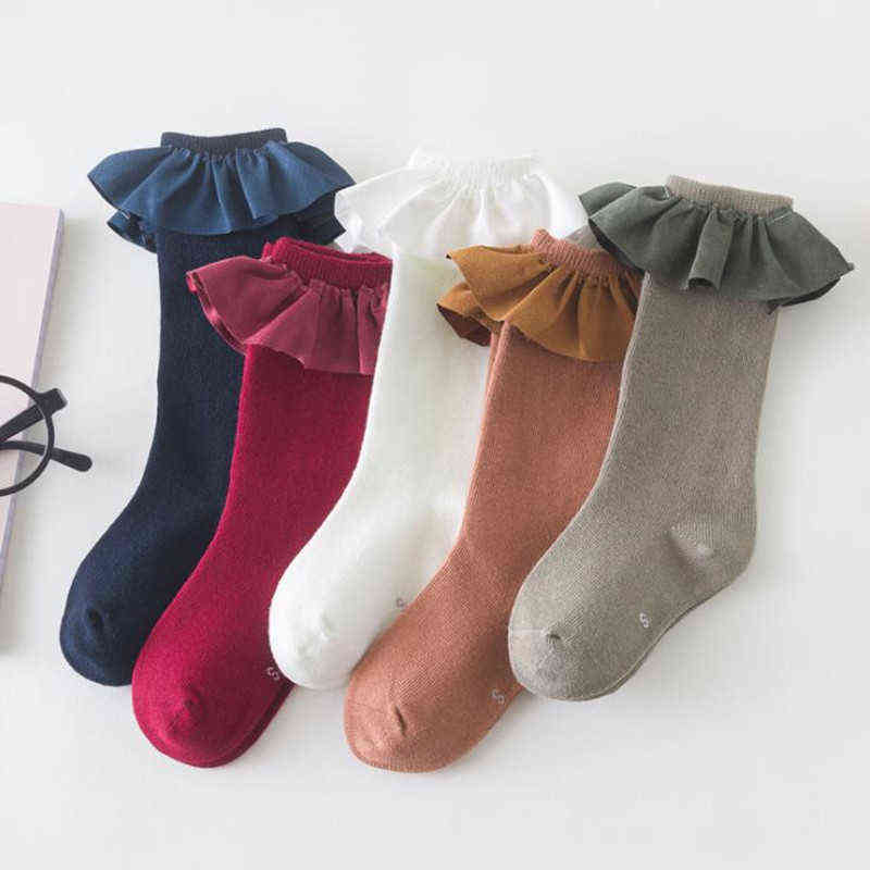 

Kids Baby Girls Knee-high Stockings Spring Autumn Little Sweet Style Cloth Lace Decoration Boneless Mid-calf Length Socks L220716, Blue