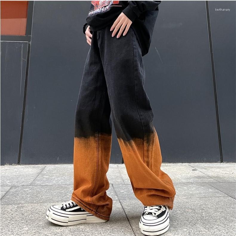 

Men' Jeans Man Four Seasons Color Matching Straight Loose Outwear Casual Denim Trousers TideMen' Bert22, Picture color