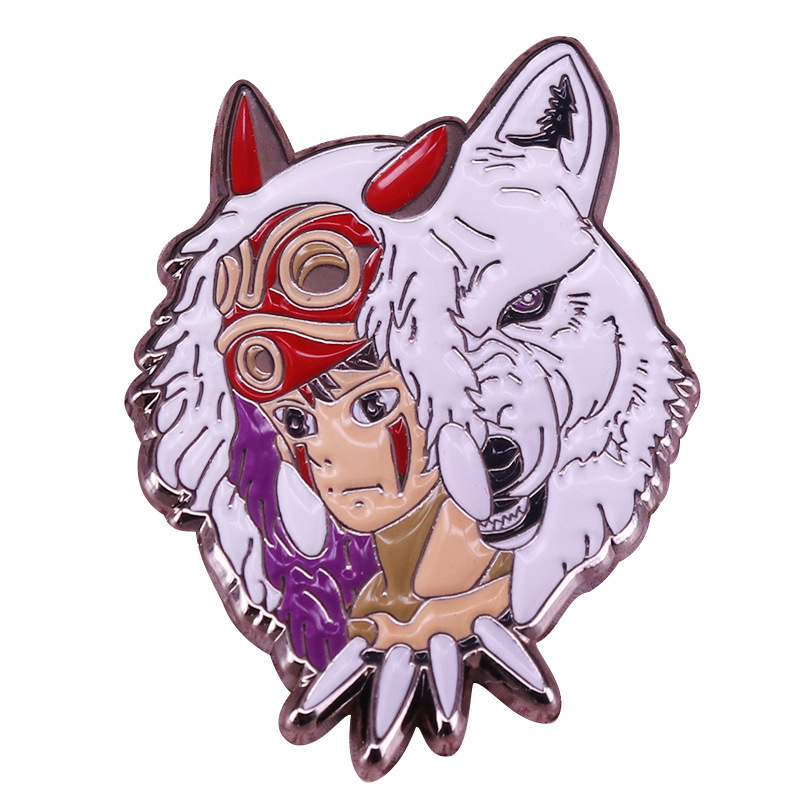 

Princess Mononoke San Hard Enamel Pin Studio Ghibli Brooch Miyazaki Anime Movie Badge, As picture