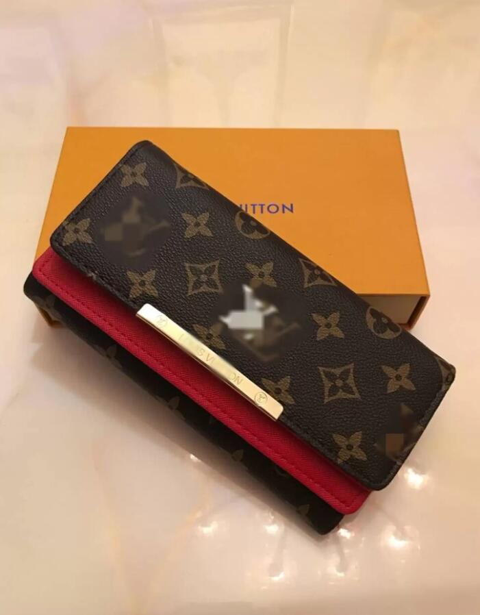 

GGs Louiseity Viutonity LVs YSLs Women clutch wallet Genuine Leather wallet single zipper wallets lady ladies long classical purse with orange box card 60017, With box