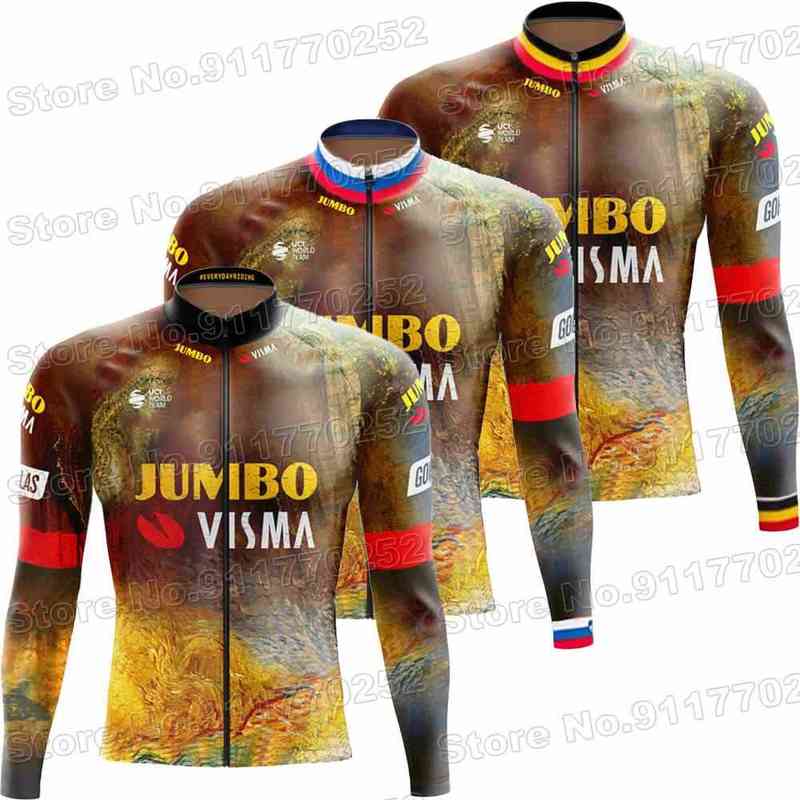 2023 Custom Jumbo VIsma Maillot de cyclisme à manches longues Été Hiver France Tour Vêtements de cyclisme Chemises de vélo de route Hauts de vélo