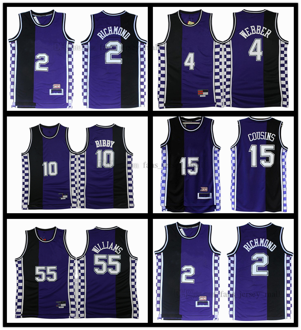 Maillot de basket-ball rétro Mitchell Ness 10 Mike 4 Chris Bibby Webber 55 Jason 15 DeMarcus Williams Cousins Mitch 2 Richmond cousu sur mesure 9