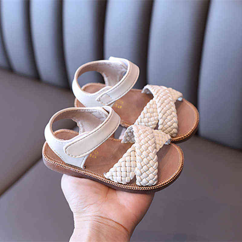 

Girls Baby Sandals Shoes Summer Kids Casual Girls Princess Shoes Soft Bottom Children Sandals Weave G220418, Black