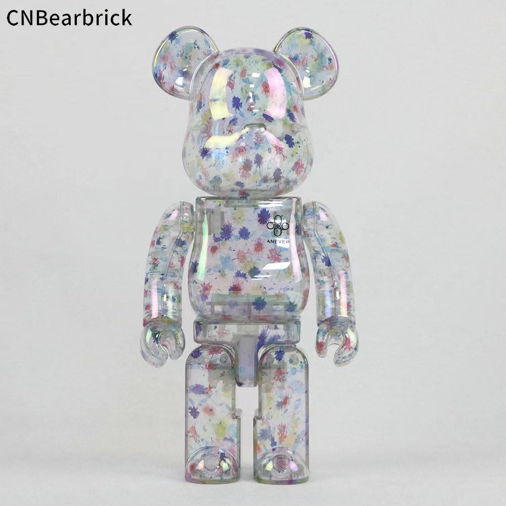 

New Bearbrick broken flower transparent building blocks violent bear 400% trend ornaments children's toy doll doll ABS joints 28CM