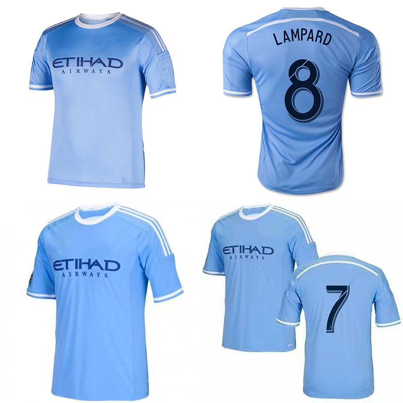 

15 16 Retro Soccer Jerseys New York City PIRLO LAMPARD DAVID Home Blue VILLA Vintage Jersey Maillot Foot Shirt For Men Major League, 15/16 home