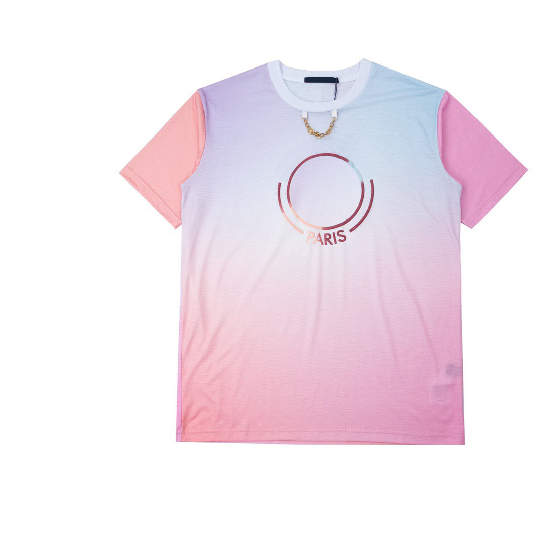 

2022 Men' and women' T-shirt splicing printing short sleeve early spring double strand fine cotton fabric digital printing process ecgdg6, Pink