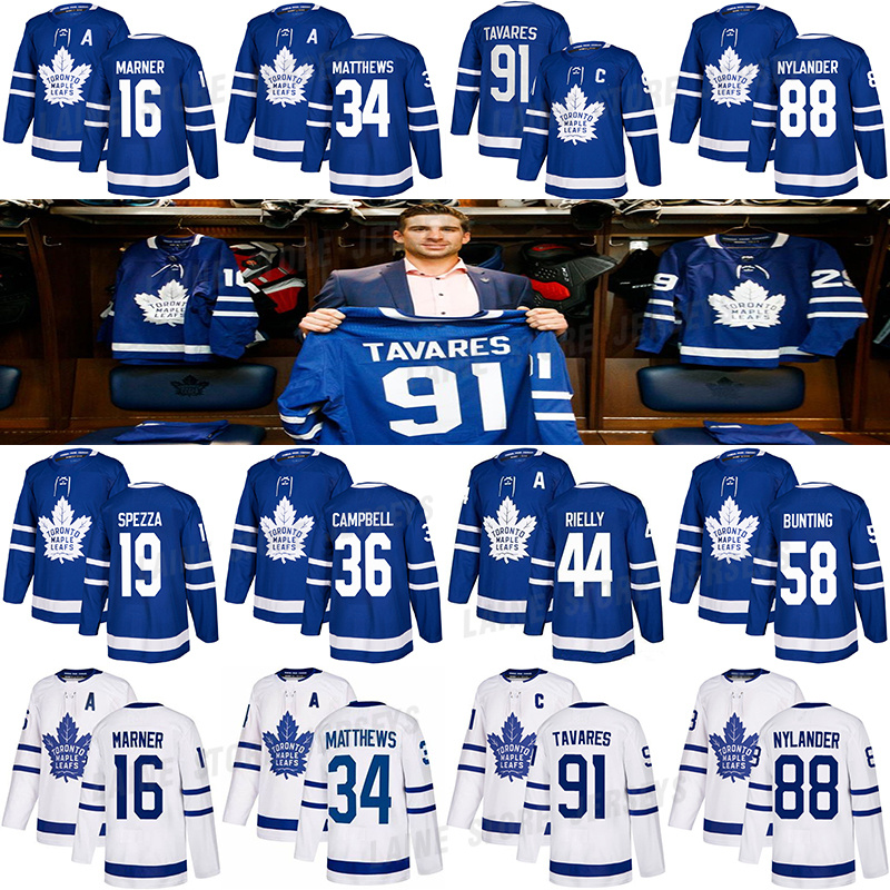 

Toronto Maple Leaf hockey jersey 34 Auston Matthews 91 John Tavares 36 Jack Campbell 44 Morgan Rielly 19 Jason Spezza 58 Michael Bunting 16 Mitchell Marner jerseys, Blue